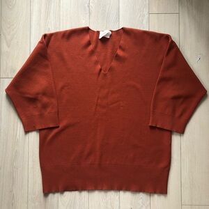 Aritzia Wilfred Free Oversized V Neck Pullover in Burnt Orange Size 2